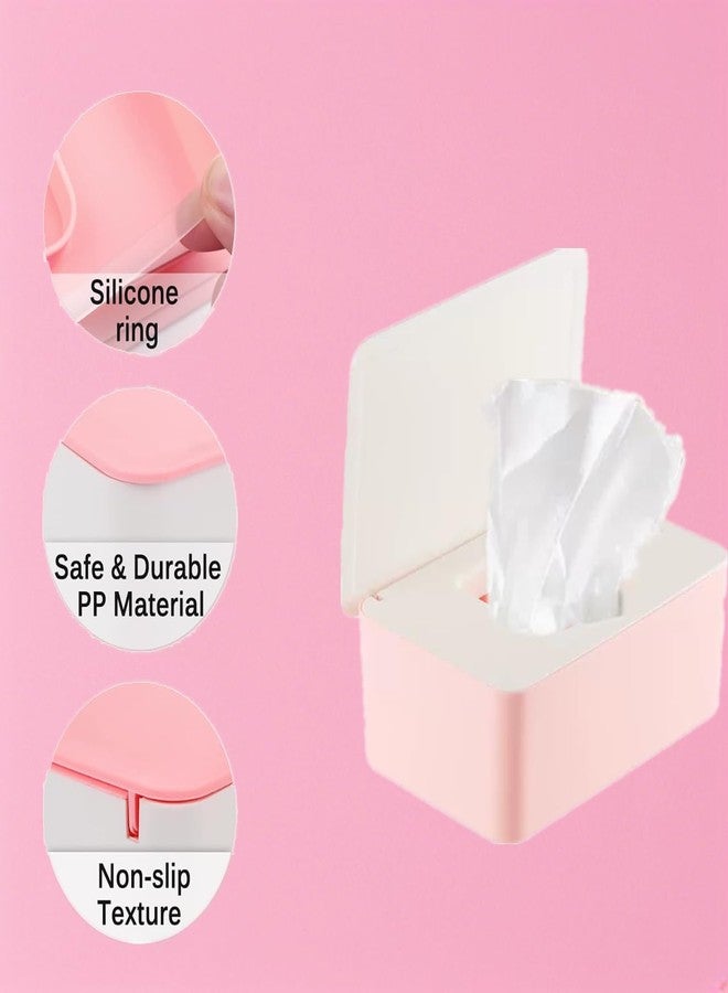 HFHungkeong Wipes Dispenser White Pink,Reusable Flushable Wipe Holder Set with 2Pcs Refillable Portable Wipe Bag for Baby Adult Bathroom,Wipe Container with Lids Keeps Wipes Fresh,Baby Shower New Mom Gifts - Image 3